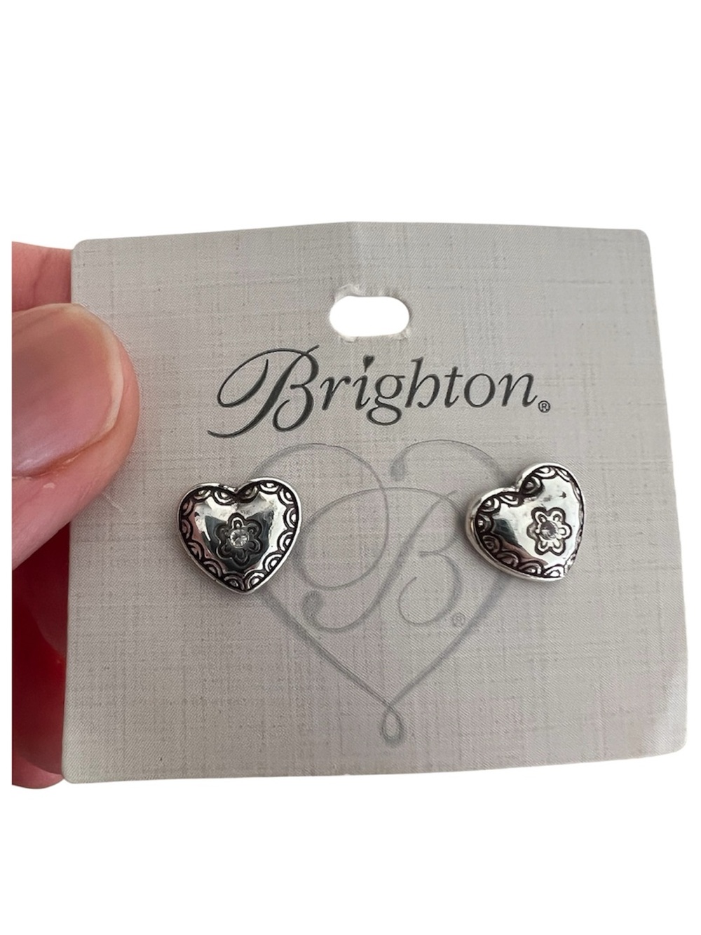 Brighton Silver Heart Floral Studs